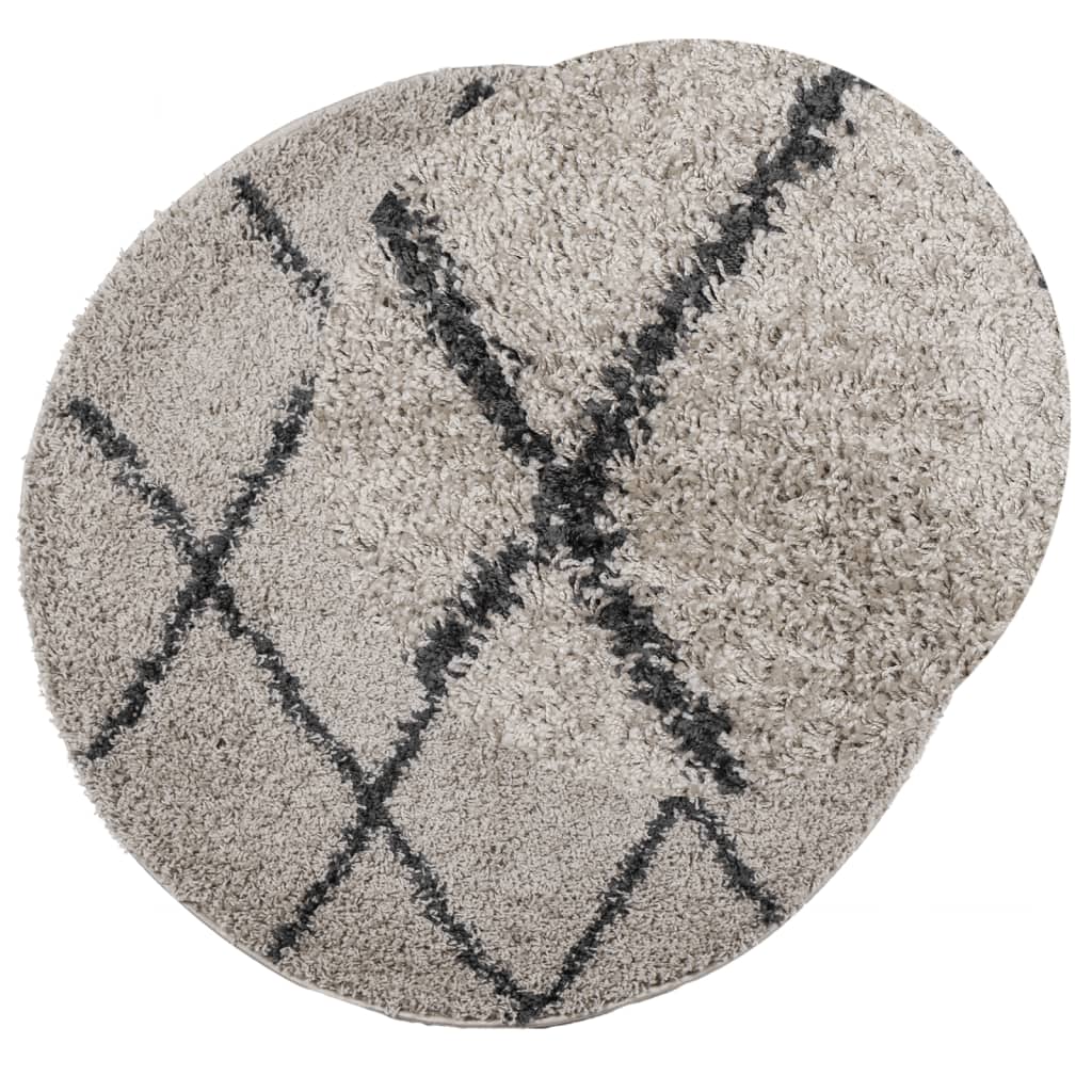 VidaXL Pamplona Hochflorteppich, ø 120 cm, Beige, Anthrazit