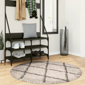 VidaXL Pamplona Hochflorteppich, ø 120 cm, Beige, Anthrazit