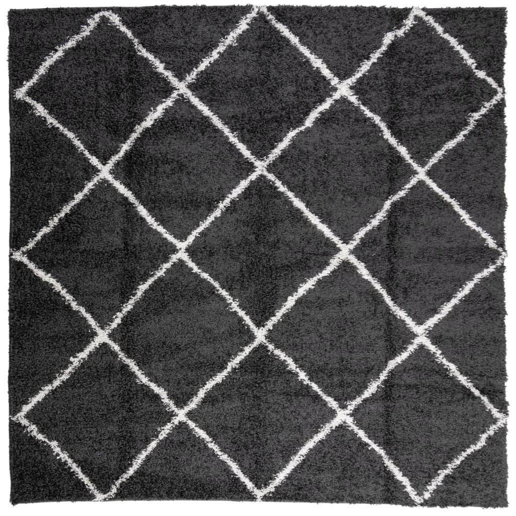 VidaXL Pamplona Hochflorteppich 120x120 cm Schwarz und Creme