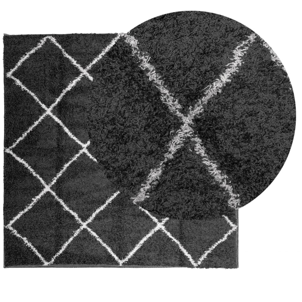 VidaXL Pamplona Hochflorteppich 120x120 cm Schwarz und Creme