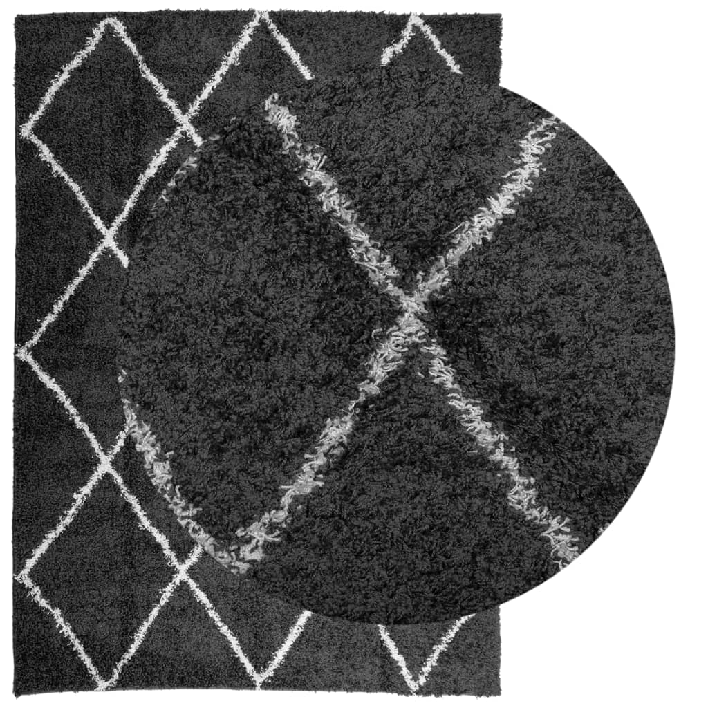 VidaXL Teppich Shaggy High Stape Moderne 200x280 cm schwarz und creme
