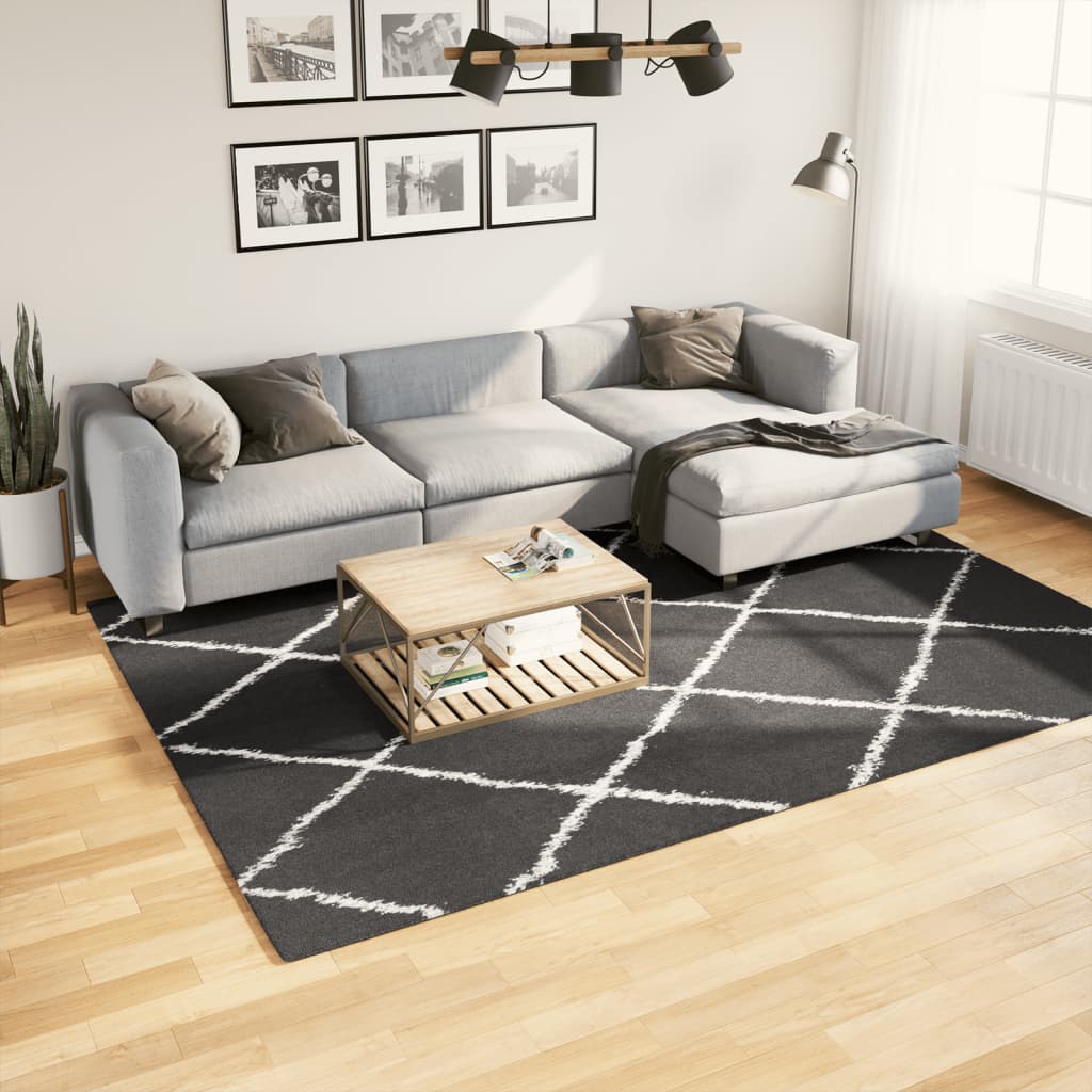 VidaXL Teppich Shaggy High Stape Moderne 200x280 cm schwarz und creme