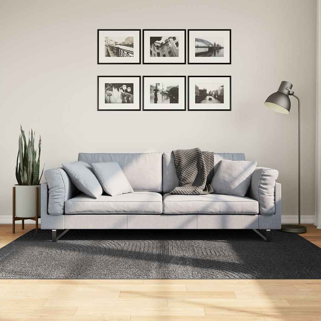 VidaXL Bodenteppich Iza, kurzflorig, skandinavisch, 140 x 200 cm, anthrazit
