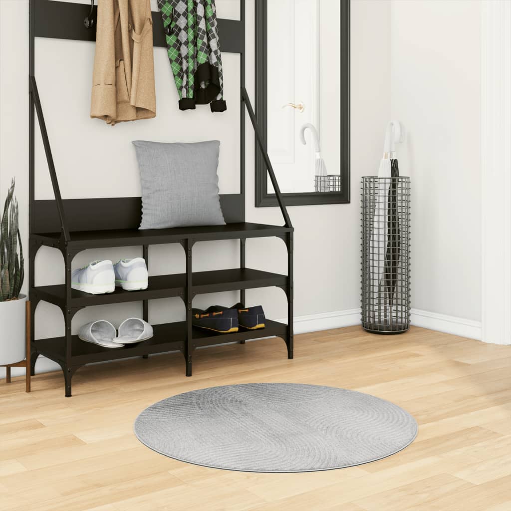VidaXL Teppich Iza Kurzflor Skandinavisch ø 80 cm Grau