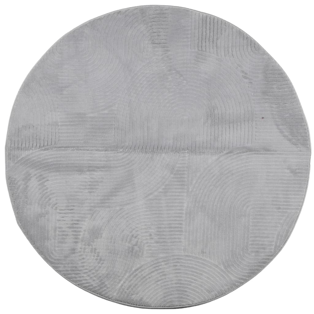 VidaXL Teppich Iza Kurzflor Skandinavisch ø 100 cm Grau
