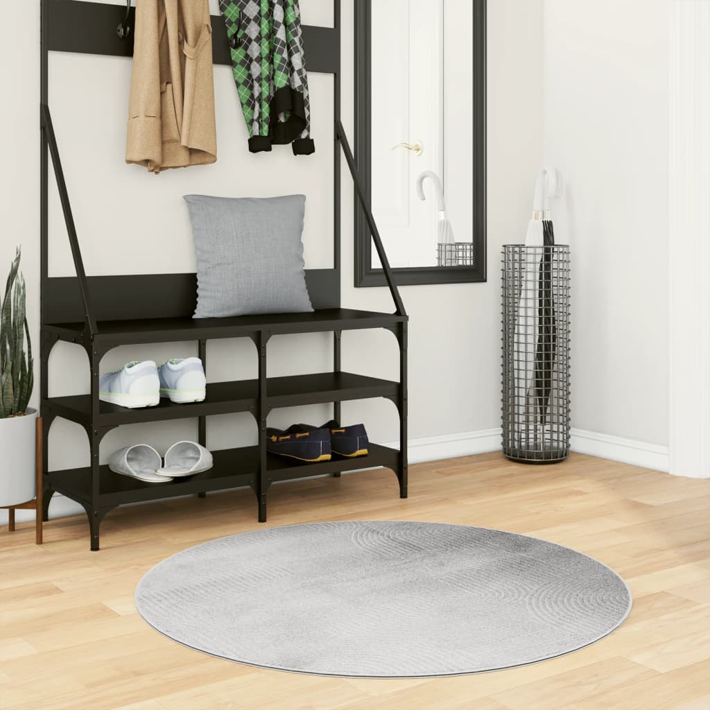 VidaXL Teppich Iza Kurzflor Skandinavisch ø 100 cm Grau