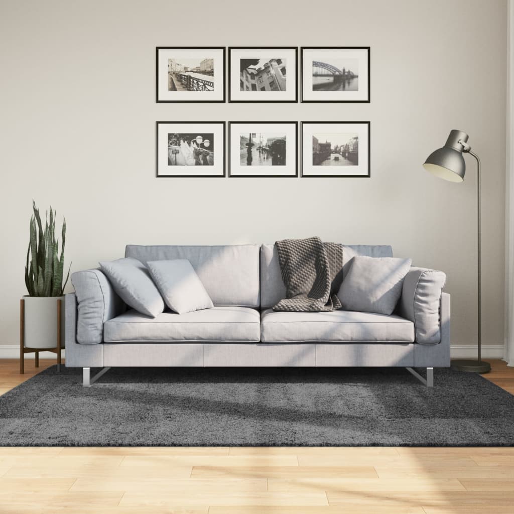 Vidaxl Teppich Oviedo, kurzflorig, 140 x 200 cm, anthrazitfarben