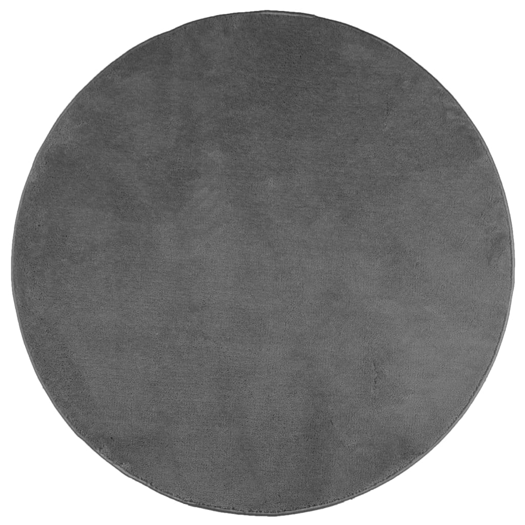 VidaXL Bodenteppich Oviedo, Kurzflor, Ø 120 cm, anthrazitfarben