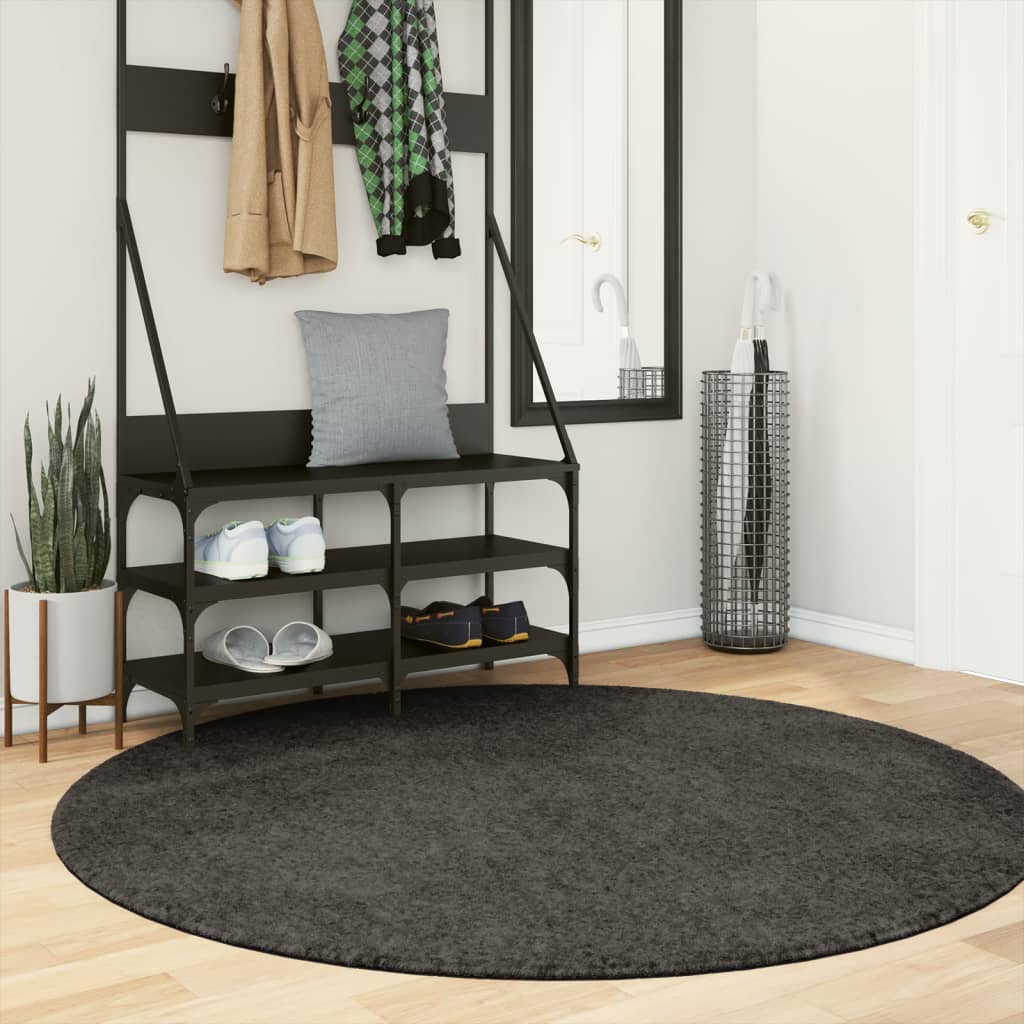 Vidaxl Teppich Istan All -Flor Glossy Ø 160 cm Anthrazit -Farbig