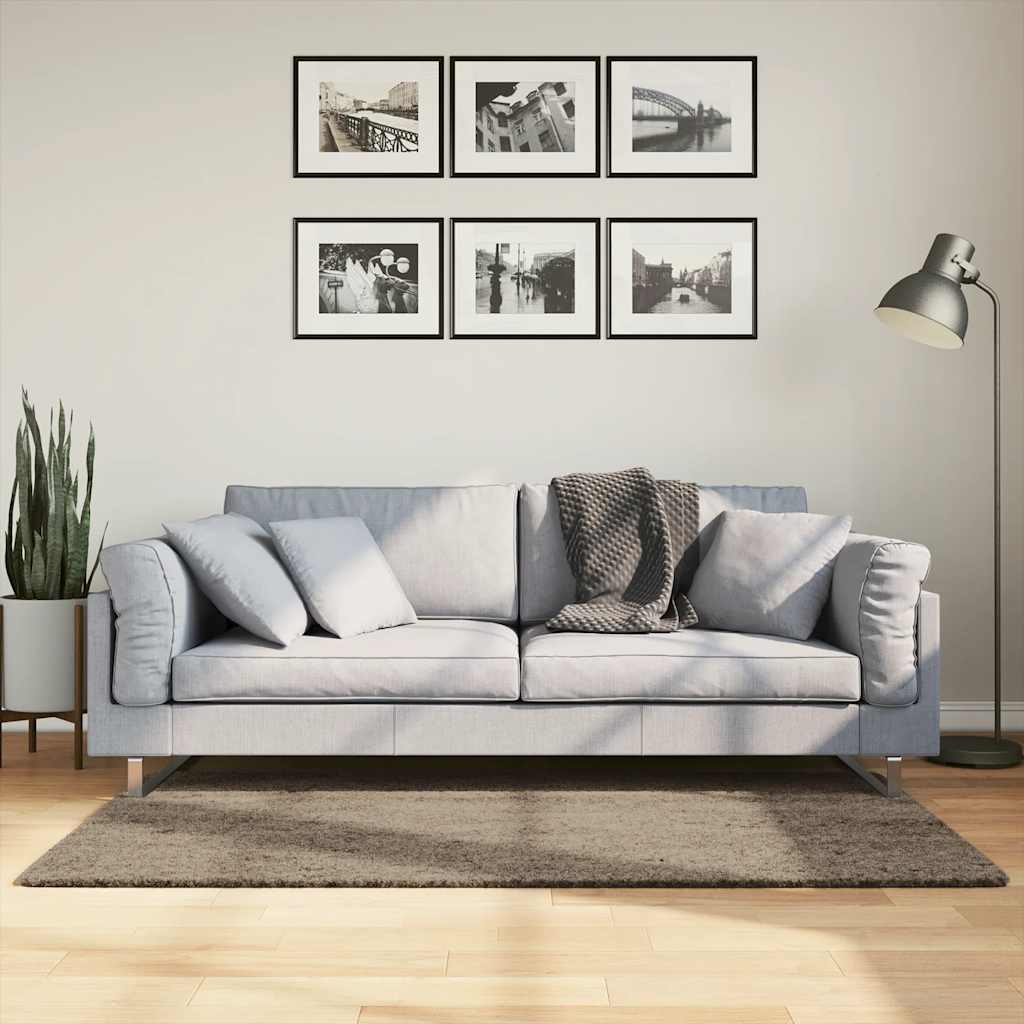 VidaXL Istan Hochflorteppich, glänzend, 80 x 150 cm, Grau