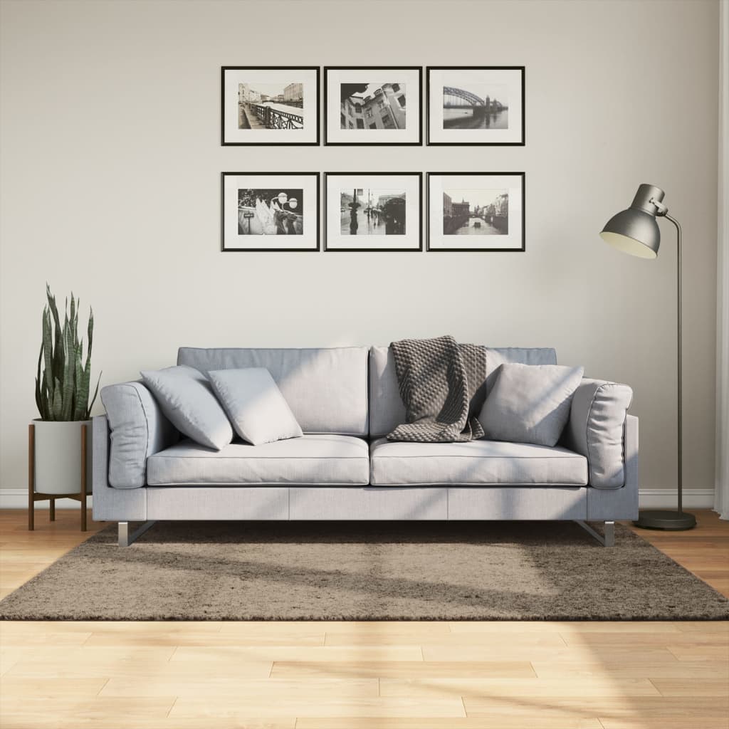 VidaXL Istan Hochflorteppich, glänzend, 120 x 170 cm, Grau