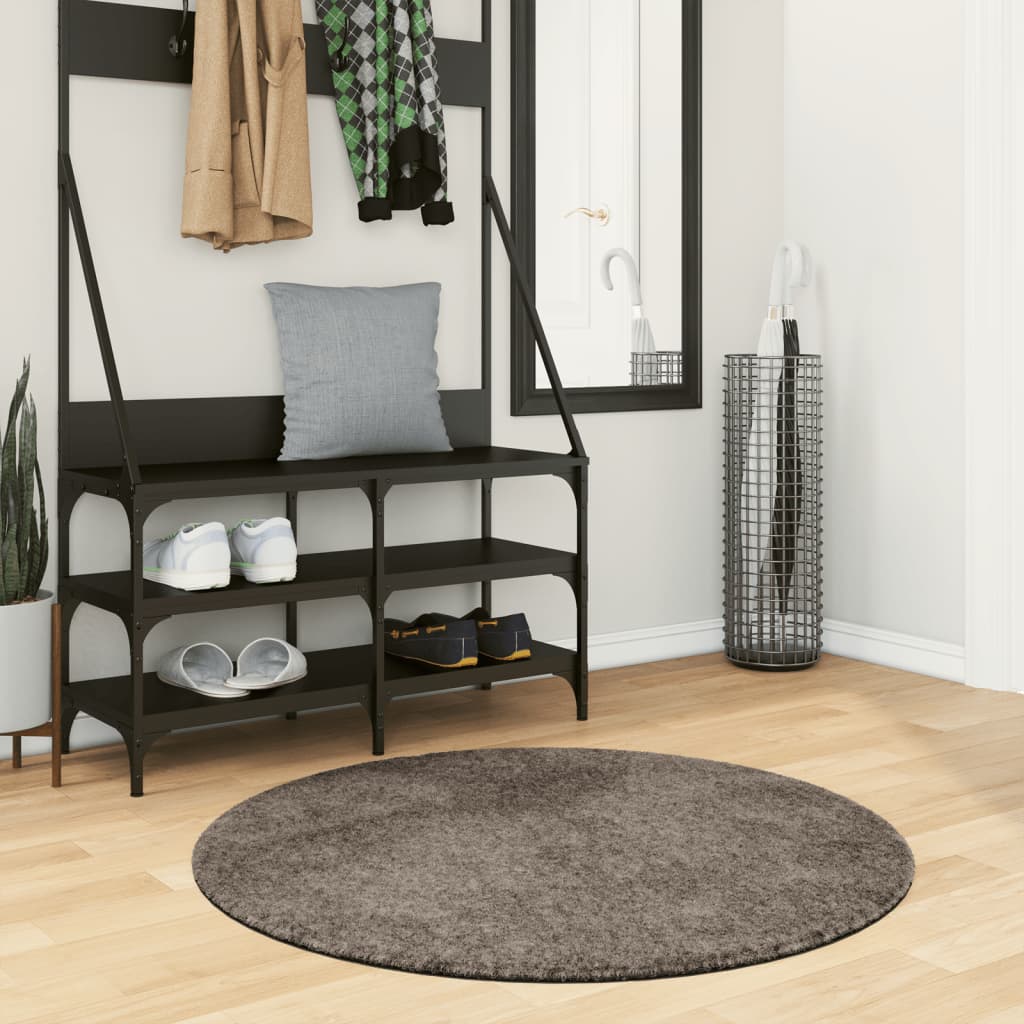 VidaXL Istan Hochflorteppich, glänzend, ø 100 cm, Grau