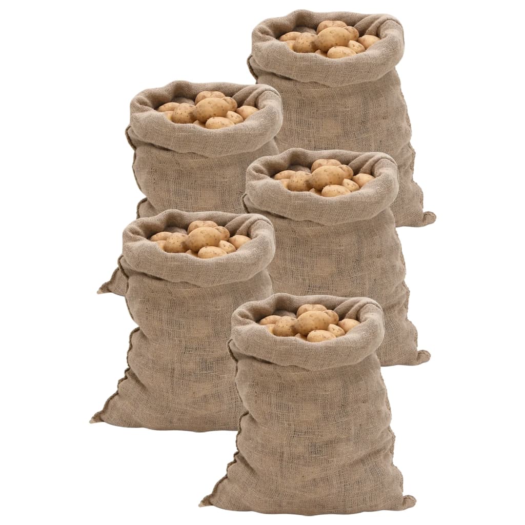 VidaXL Jutesäcke, 5 Stück, 220 g/m², 60 x 105 cm, 100 % Jute