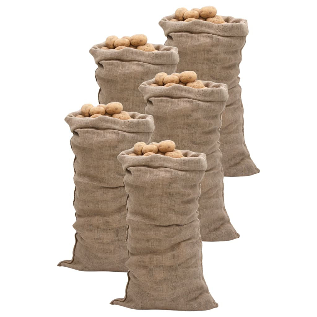 VidaXL Jutesäcke, 5 Stück, 220 g/m², 65 x 135 cm, 100 % Jute
