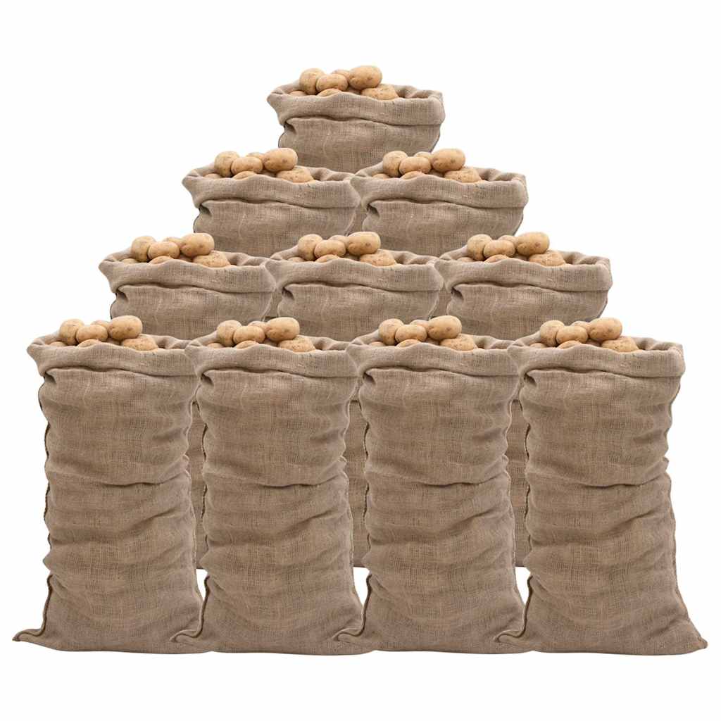 Vidaxl Jute-Taschen, 10 Stück, 220 g/m², 65 x 135 cm, 100 % Jute