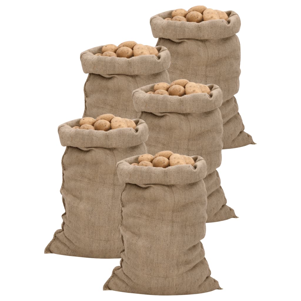 VidaXL Jutesäcke, 5 Stück, 340 g/m², 60 x 105 cm, 100 % Jute