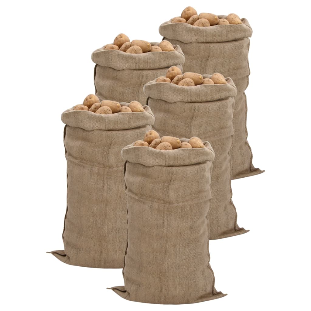 VidaXL Jutesäcke, 5 Stück, 340 g/m², 65 x 135 cm, 100 % Jute