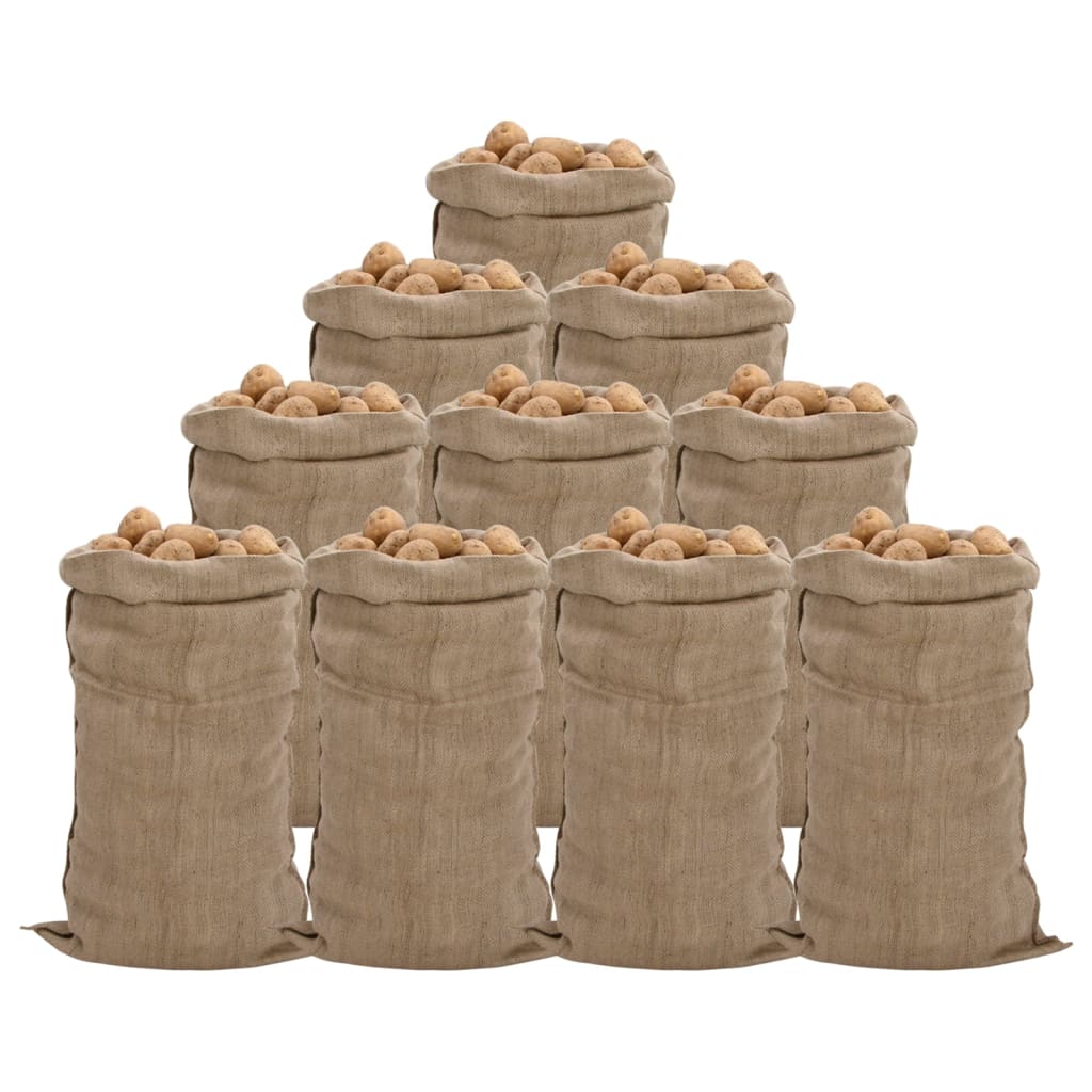 VidaXL Jute-Taschen, 10 Stück, 340 g/m², 65 x 135 cm, 100 % Jute