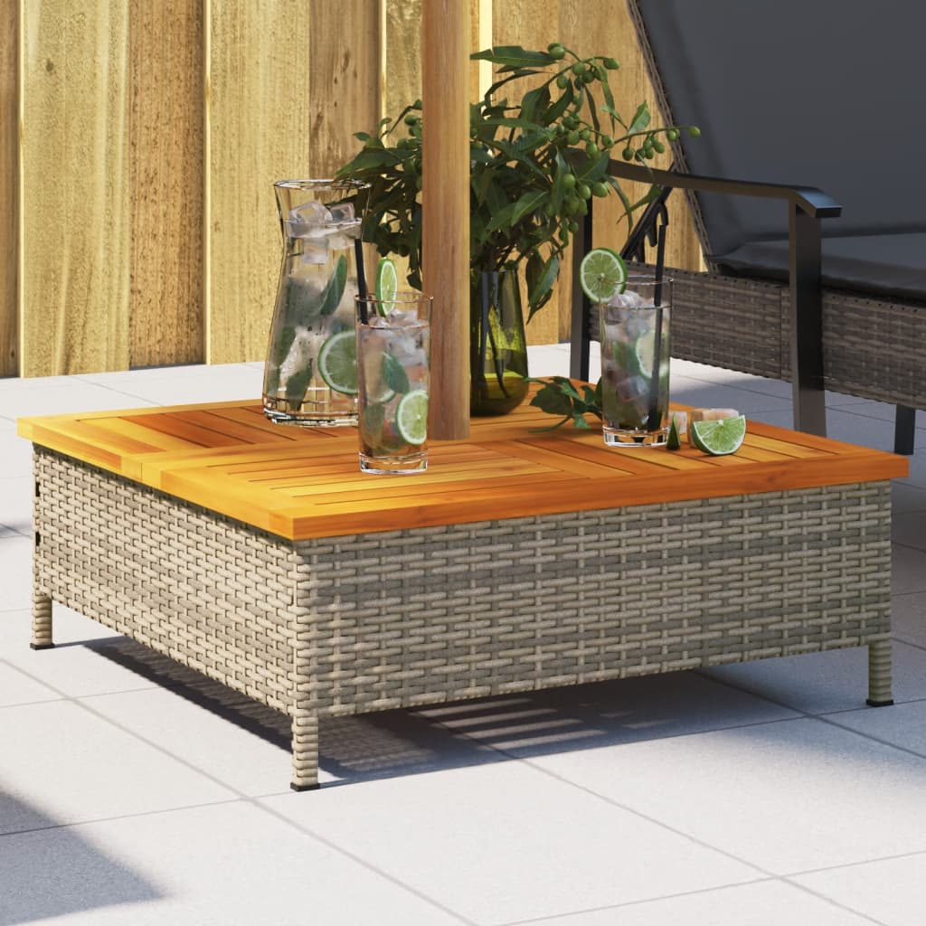 VidaXL Sonnenschirm – Gestell 70 x 70 x 25 cm, Polyrattan, Akazie, Holzgrau
