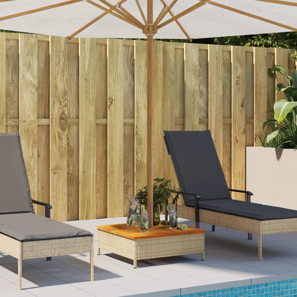 VIDAXL Sonnenschirm – Gestell 70 x 70 x 25 cm, Polyrattan, Akazienholz, Beige