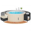 Vidaxl Whirlpool-Konstruktion aus Polyrattan und Girlanden aus Akazienholz, schwarz