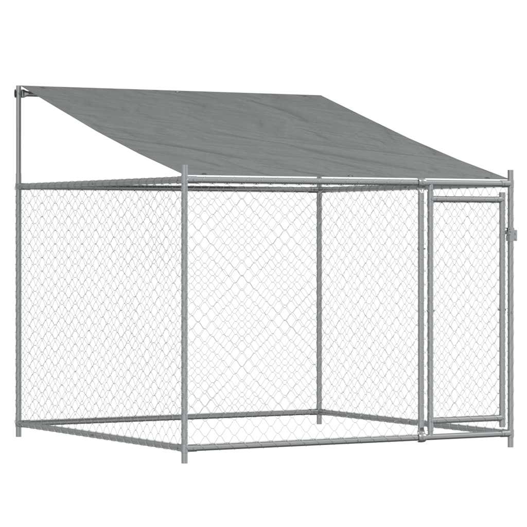 Vidaxl-Hundedach mit Dach und Tür 2x2x2 m verzinkter Stahl grau