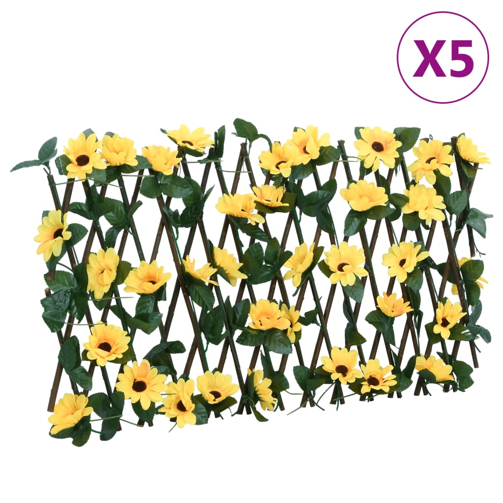 VidaXL Künstliche Efeupflanze am Rankgitter, 5-teilig, ausziehbar, 180 x 20 cm, Gelb