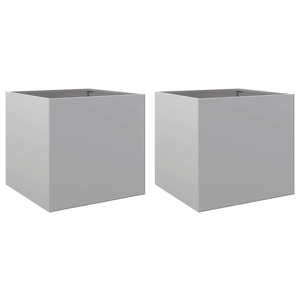 Vidaxl plantenbakken 2 st 42x40x39 cm gegalvaniseerd staal zilverkleur