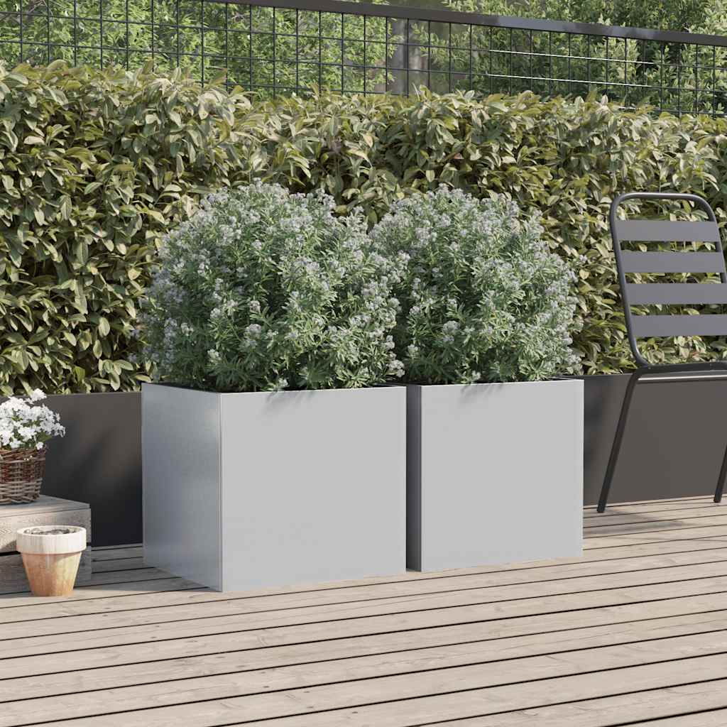 Vidaxx Pflanzer 2 ST 42x40x39 cm verzinkt Stahl Silberfarbe