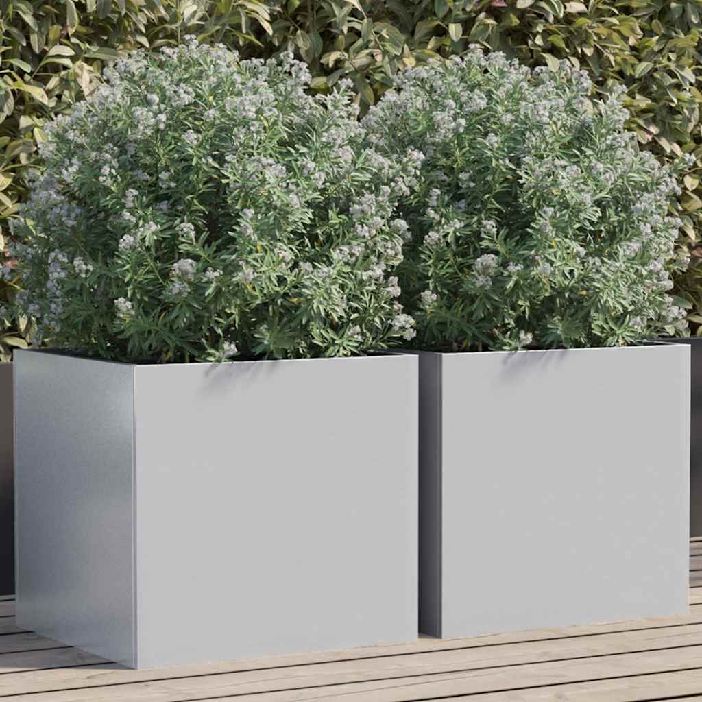Vidaxx Pflanzer 2 ST 42x40x39 cm verzinkt Stahl Silberfarbe