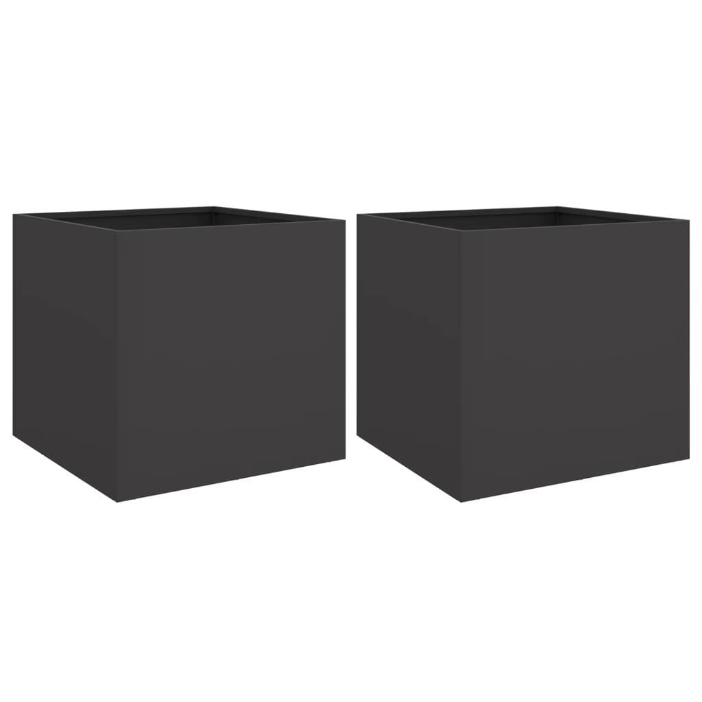 Vidaxx Pflanzgefäß 2 ST 49x47x46 cm kaltgewalzter Stahl Schwarz