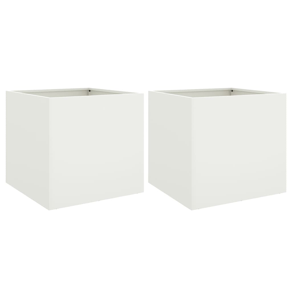 VIDAXL -Pflanzer 2 Stück 49x47x46 cm Stahl weiß