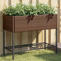 Vidaxl plantenbakken met schap 2 st 90x40x75 poly rattan bruin