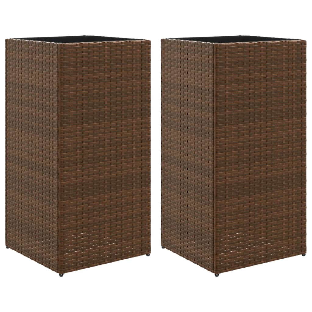 Vidaxl plantenbakken 2 st 40x40x80 cm poly rattan bruin