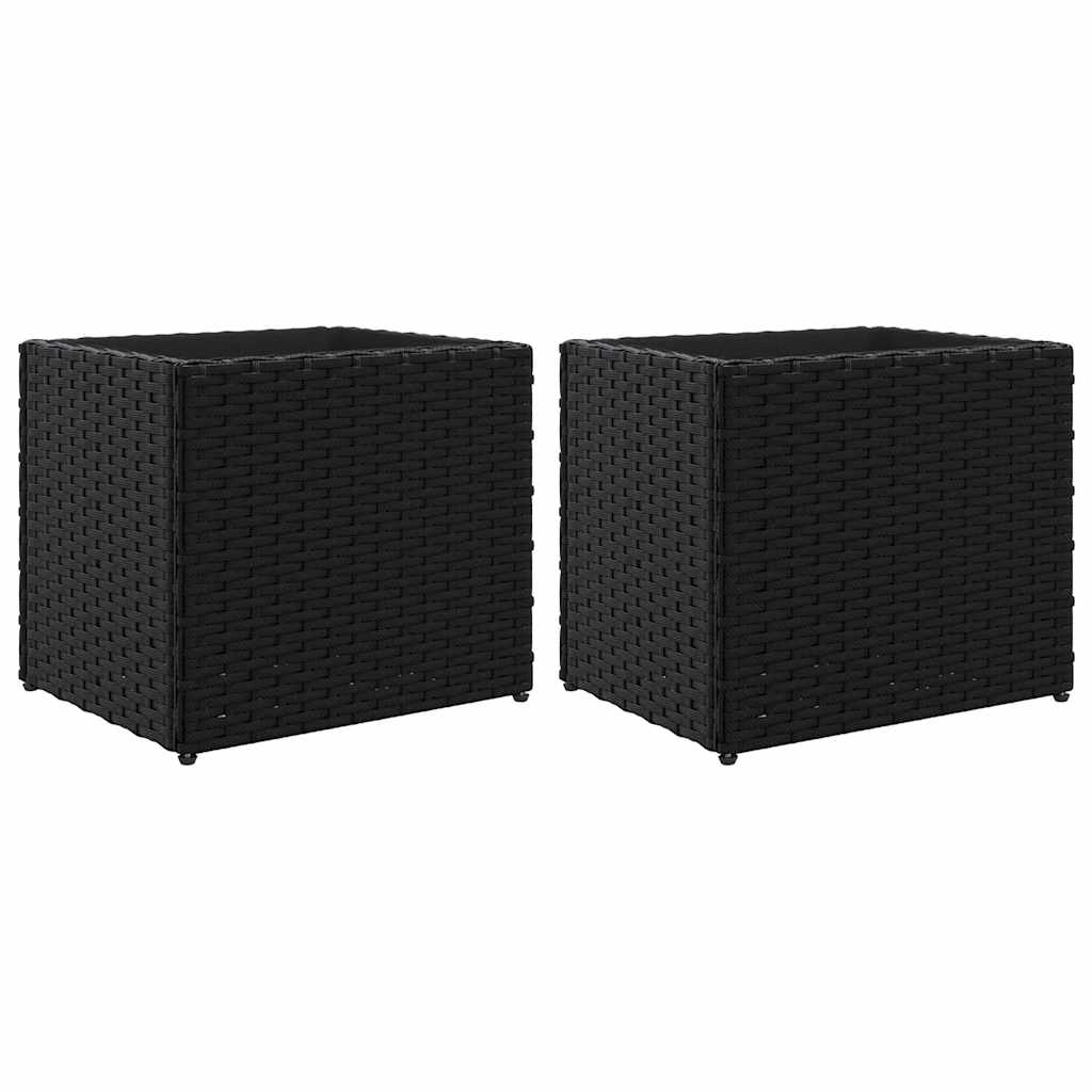 Vidaxl plantenbakken 2 st 36x30x32 cm poly rattan zwart