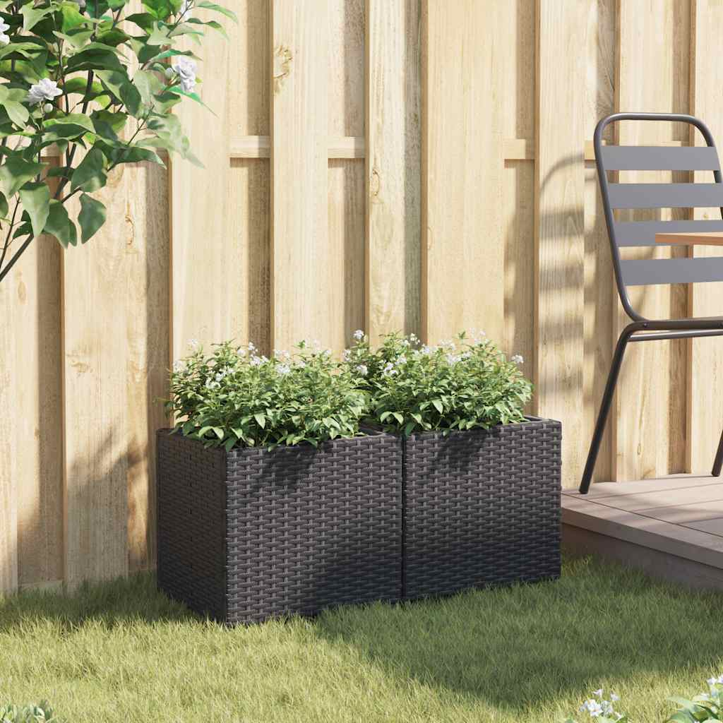 Vidaxl plantenbakken 2 st 36x30x32 cm poly rattan zwart