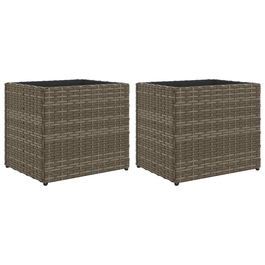 Vidaxl plantenbakken 2 st 36x30x32 cm poly rattan grijs