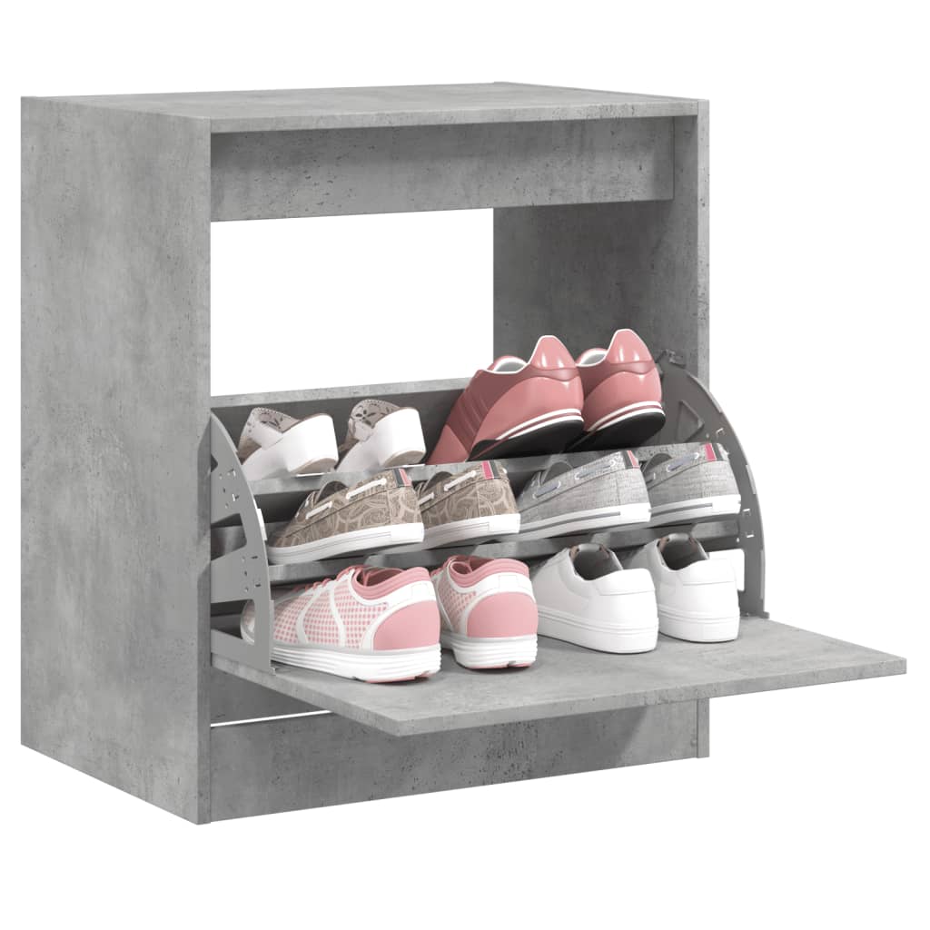 VIDAXL -Schuhschrank 60x42x69 cm verarbeiteter Holzbeton-Schiebe