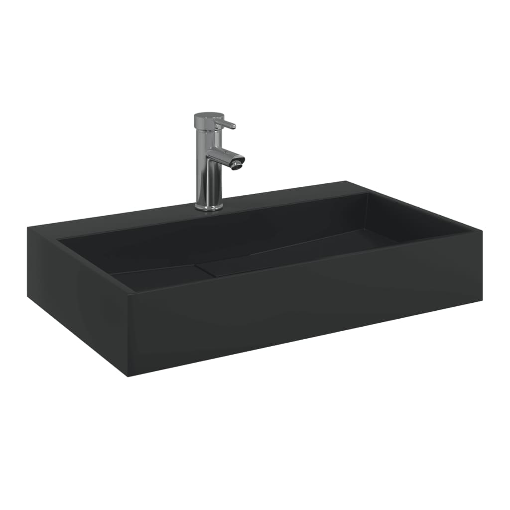 Vidaxl wastafel 60x38x11 cm gegoten mineraal marmer matzwart
