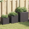 VidaXL Pflanzer 3 St Poly Rattan Schwarz