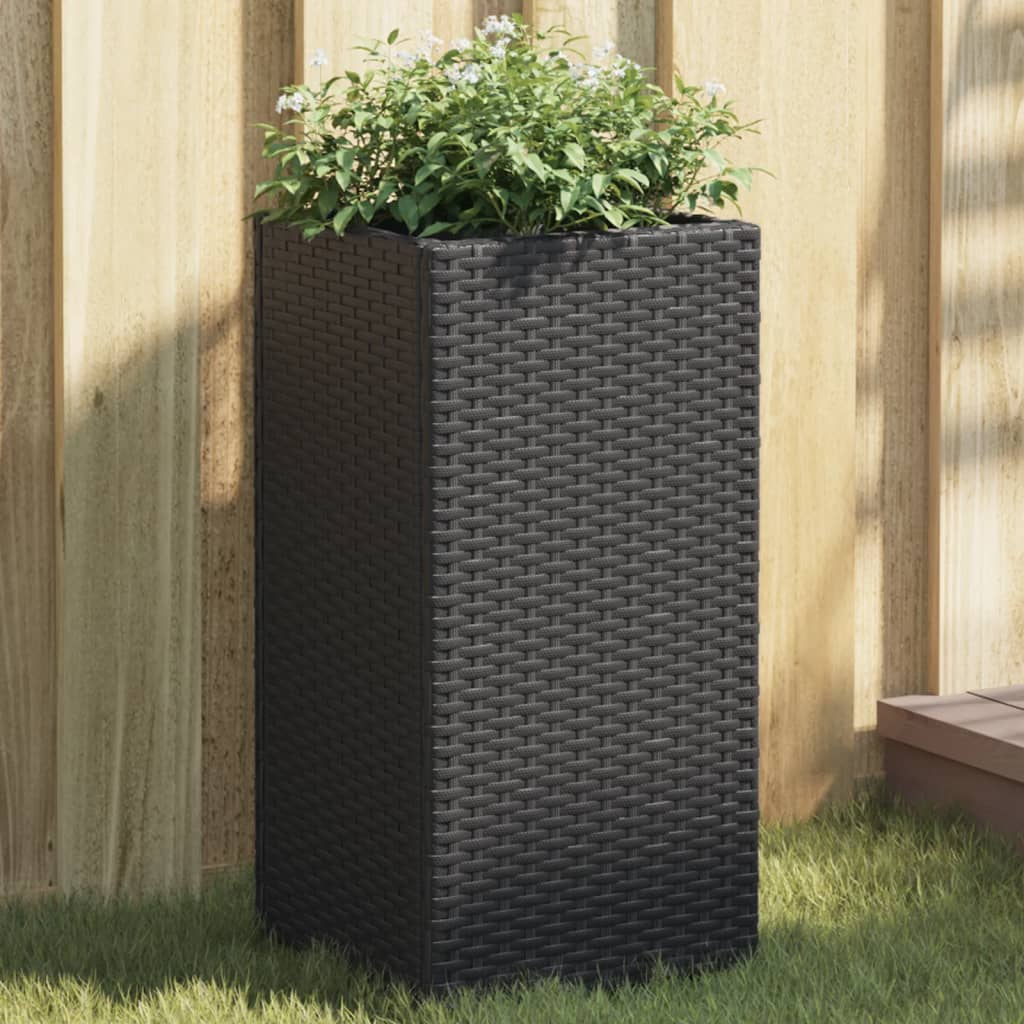 VidaXL Pflanzkübel 30x30x60 cm Polyrattan Schwarz