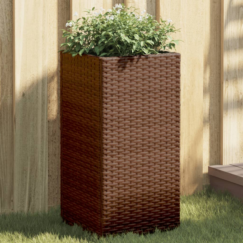 VidaXL Pflanzkübel 30x30x60 cm Polyrattan Braun