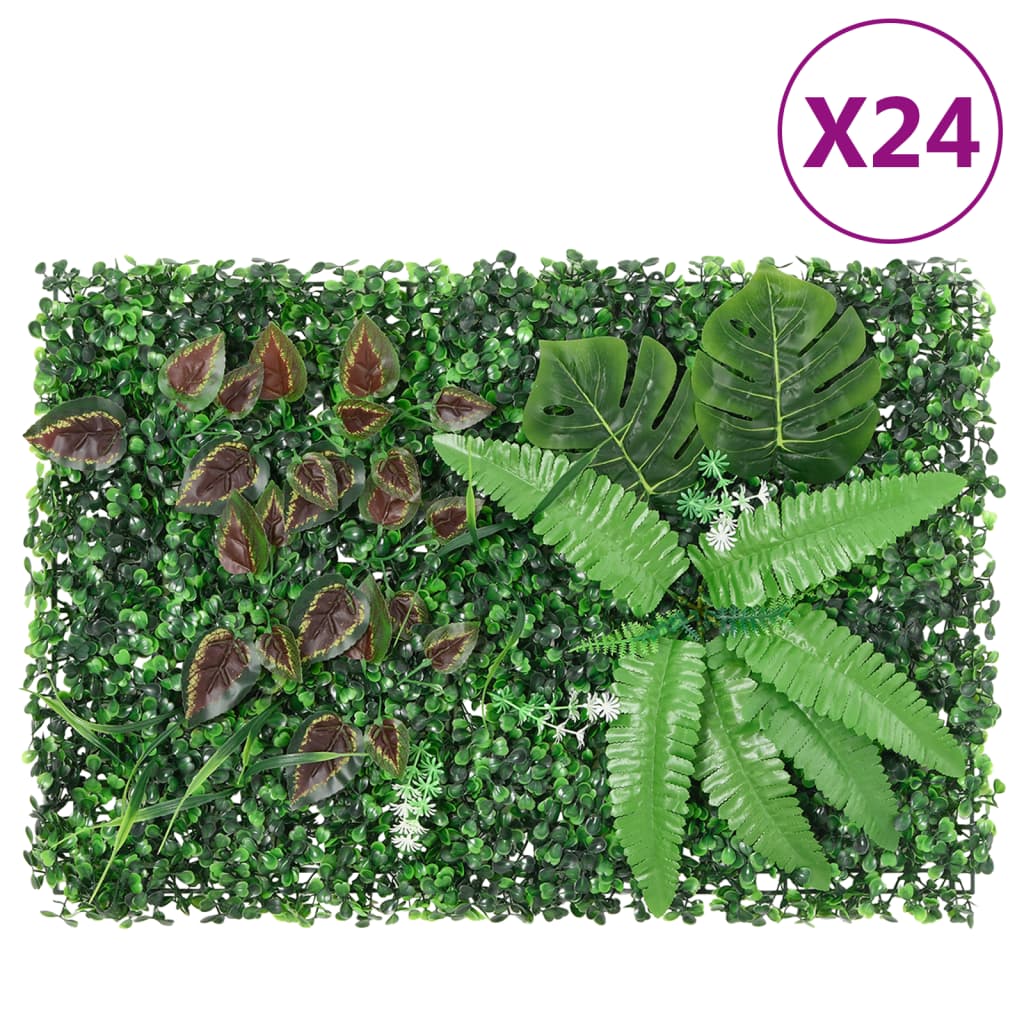 Vidaxl -Zaun mit künstlerischen Pflanzen 24 St 40x60 cm Grün