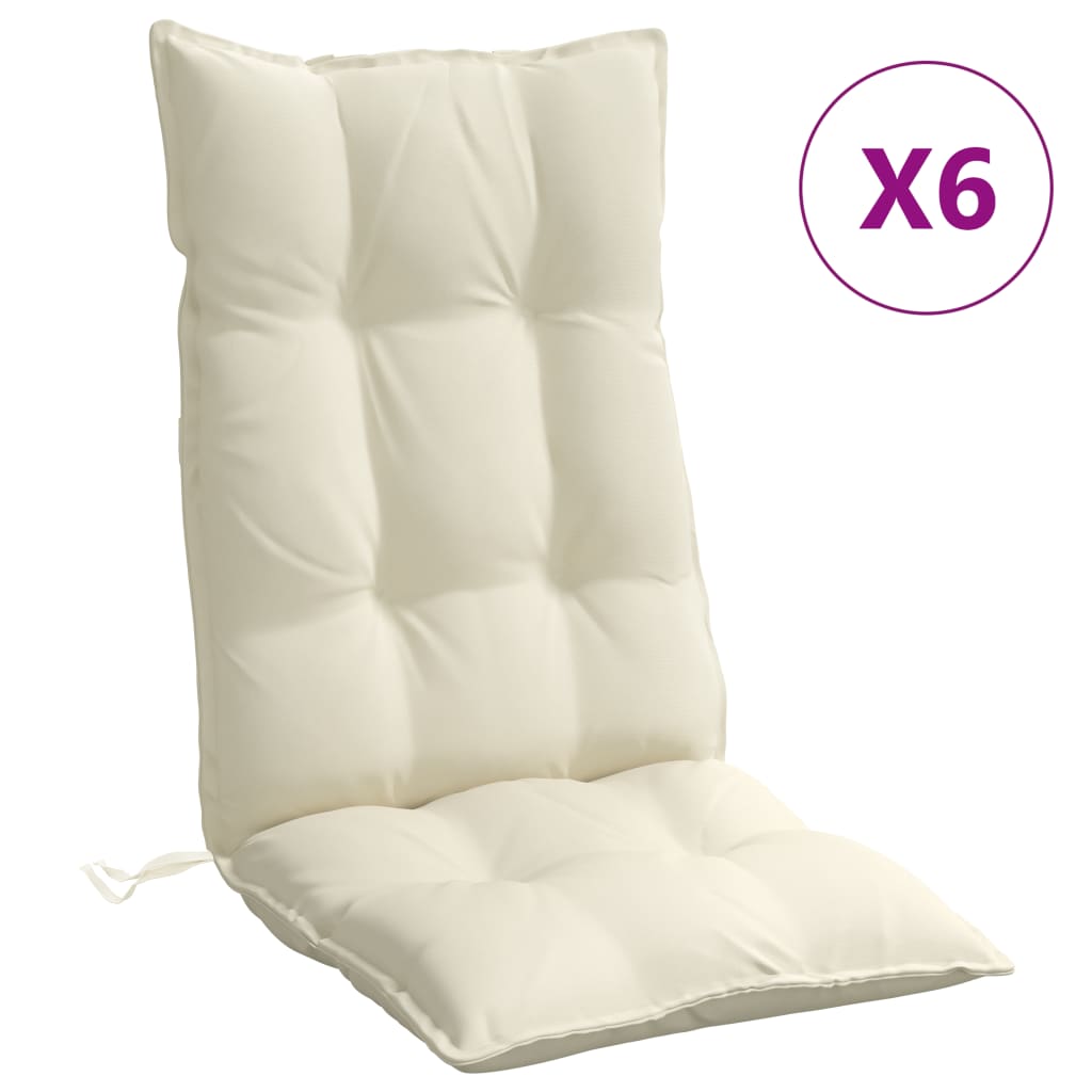 Vidaxl Stuhlkissen 6 St. hoher Rücken Oxford Stoff Creme farbig