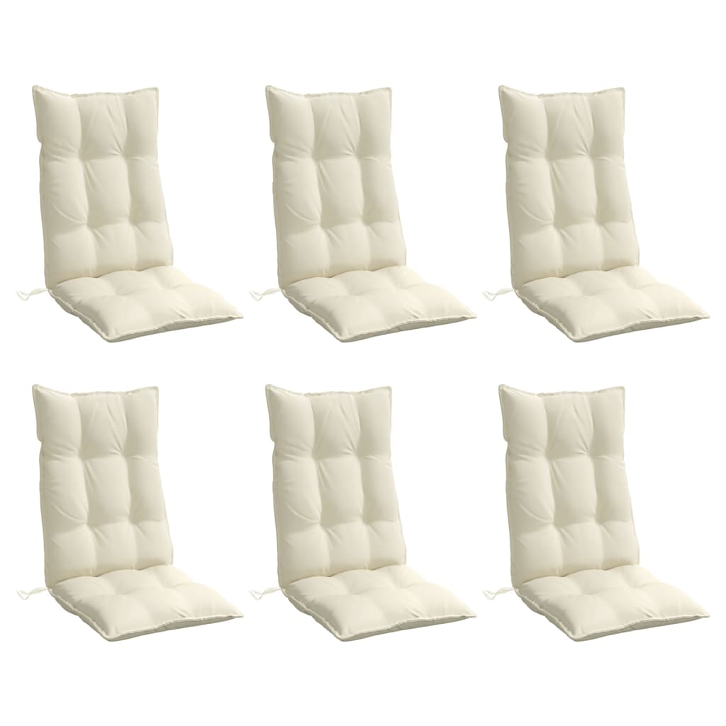 Vidaxl Stuhlkissen 6 St. hoher Rücken Oxford Stoff Creme farbig