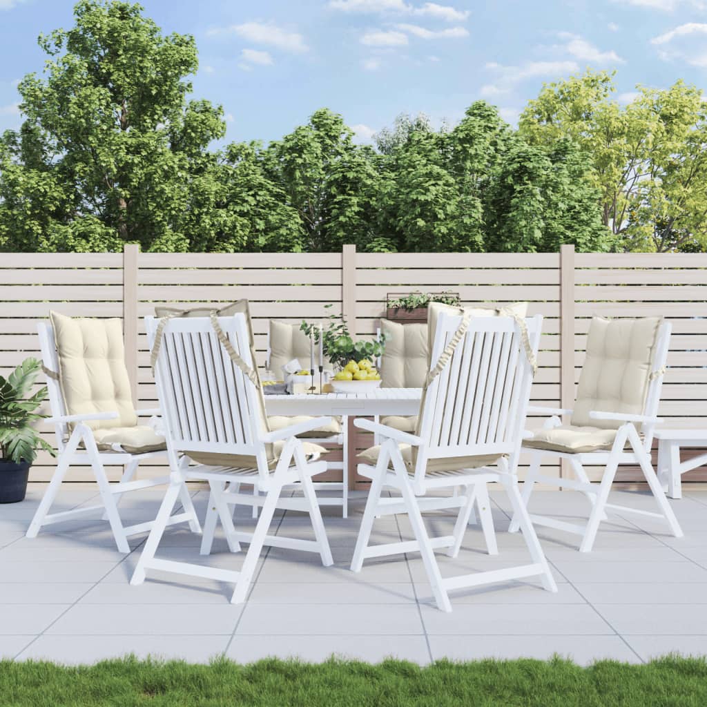 Vidaxl Stuhlkissen 6 St. hoher Rücken Oxford Stoff Creme farbig