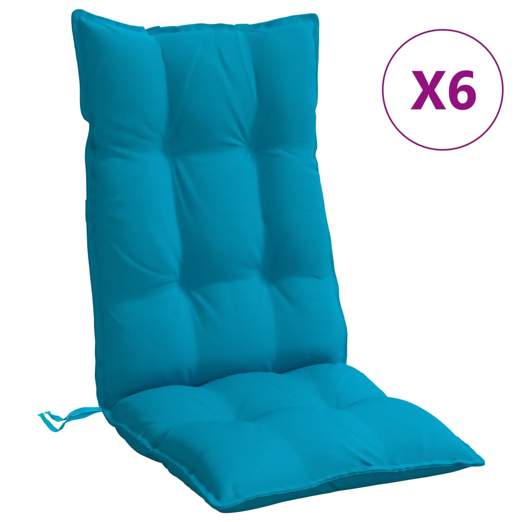 Vidaxl -Stuhlkissen 6 St hoher Rücken Oxford Stoff hellblau