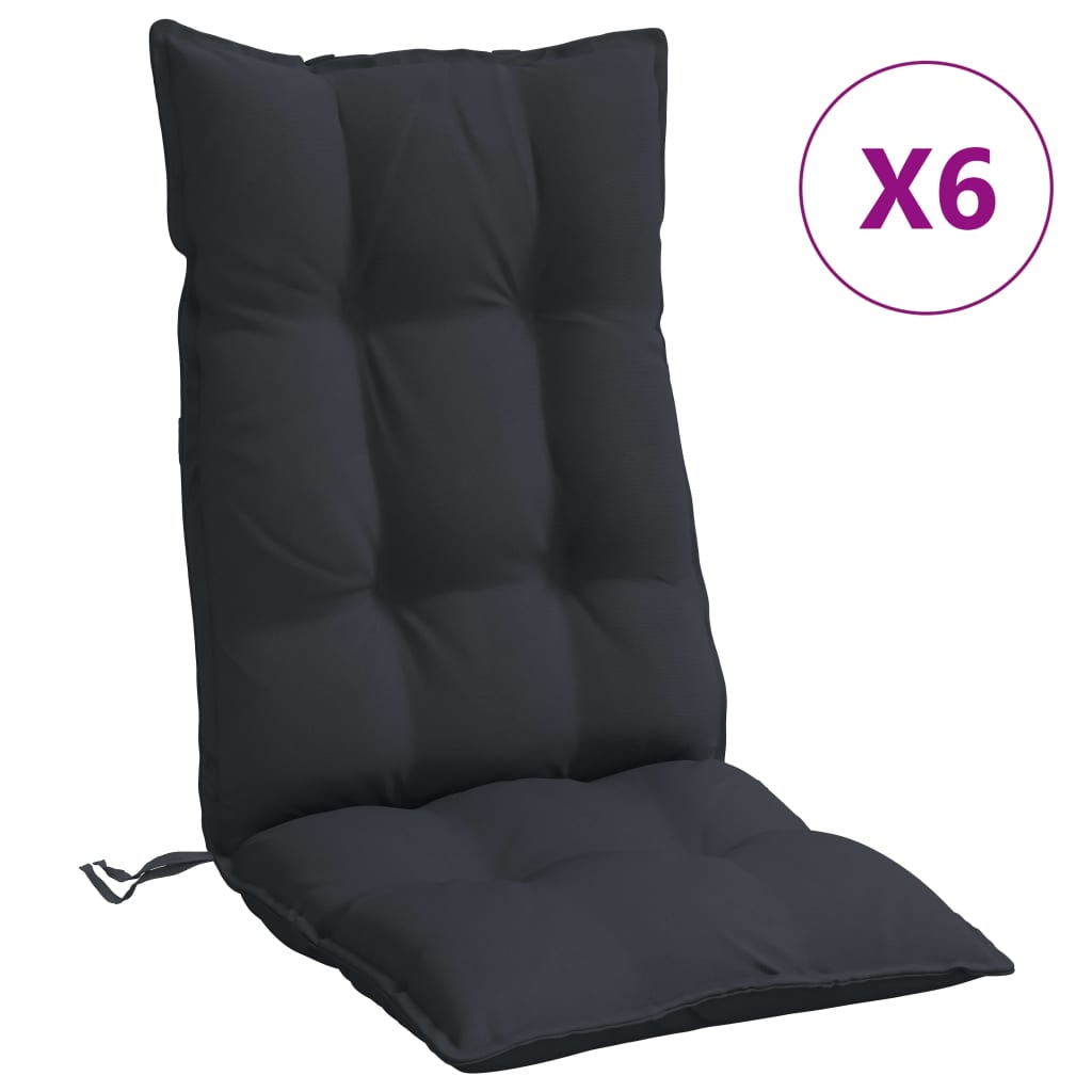Vidaxl -Stuhlkissen 6 St hoher Rücken Oxford Stoff schwarz