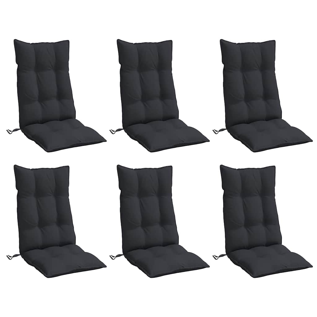 Vidaxl -Stuhlkissen 6 St hoher Rücken Oxford Stoff schwarz