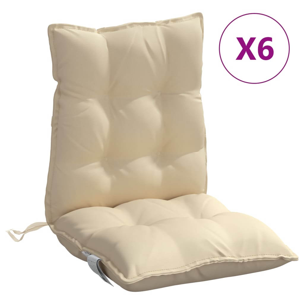 VidaXL Stuhlkissen 6er-Set, niedrige Rückenlehne, Oxford-Gewebe, Beige